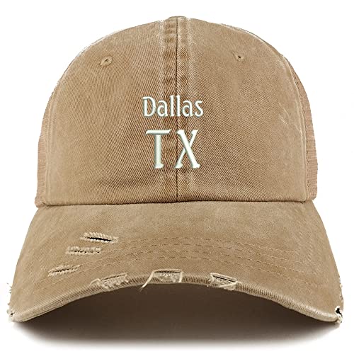 Trendy Apparel Shop Dallas TX Embroidered Frayed Bill Trucker Mesh Back Cap