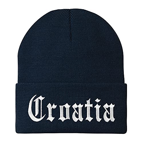 Trendy Apparel Shop Croatia Old English Embroidered Long Cuff Beanie