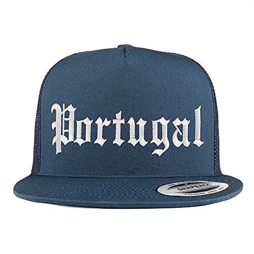 Trendy Apparel Shop Portugal Old English 5 Panel Flatbill Trucker Cap