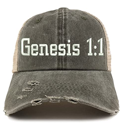 Trendy Apparel Shop Genesis 1:1 Frayed Bill Trucker Mesh Back Cap
