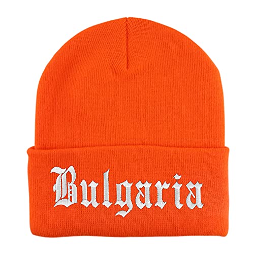 Trendy Apparel Shop Bulgaria Old English Embroidered Long Cuff Beanie
