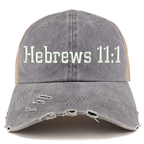 Trendy Apparel Shop Hebrews 11:1 Frayed Bill Trucker Mesh Back Cap