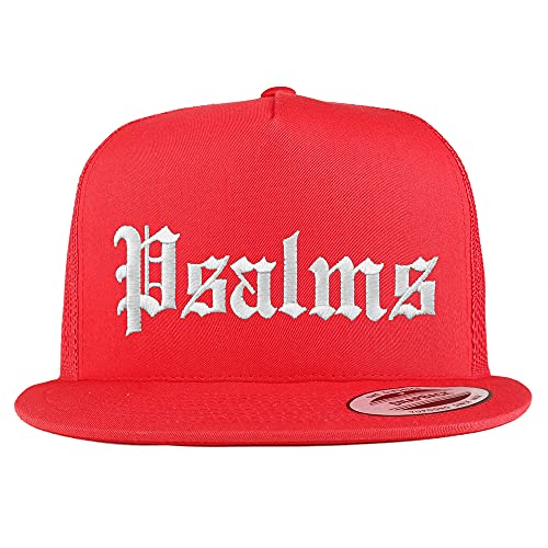 Trendy Apparel Shop Psalms Old English 5 Panel Flatbill Trucker Cap