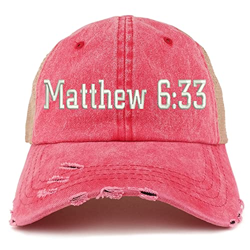 Trendy Apparel Shop Matthew 6:33 Frayed Bill Trucker Mesh Back Cap