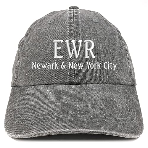 Trendy Apparel Shop EWR Newark and New York City Embroidered Pigment Dyed Washed Baseball Cap