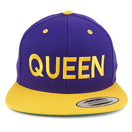 Trendy Apparel Shop Queen Two Tone Embroidered Flat Bill Snapback Cap