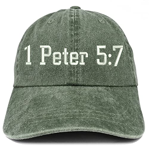 Trendy Apparel Shop 1 Peter 5:7 Washed Pigment Dyed Baseball Cap