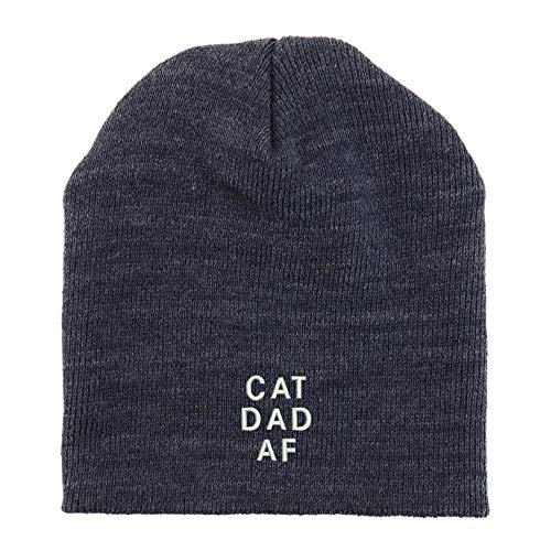 Trendy Apparel Shop Cat Dad Af Font Embroidered Made in USA Short Acrylic Knit Winter Beanie Hat