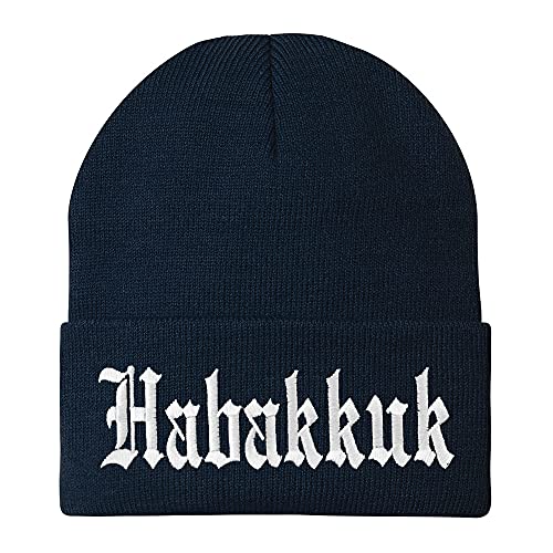 Trendy Apparel Shop Habakkuk Old English Embroidered Long Cuff Beanie