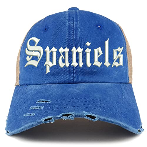 Trendy Apparel Shop Old English Spaniels Frayed Bill Trucker Mesh Back Cap