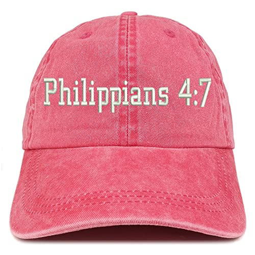 Trendy Apparel Shop Philippians 4:7 Washed Pigment Dyed Baseball Cap