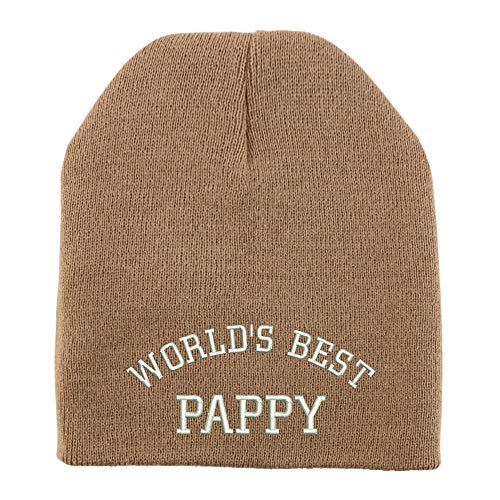Trendy Apparel Shop World's Best Pappy Embroidered Made in USA Short Acrylic Knit Winter Beanie Hat