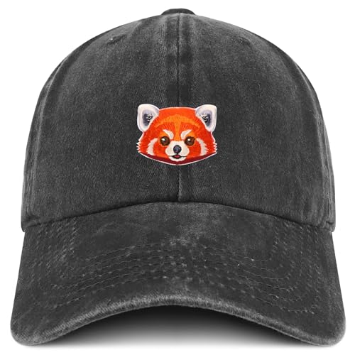 Trendy Apparel Shop Red Panda Patch Pigment Dyed Washed Baseball Cap