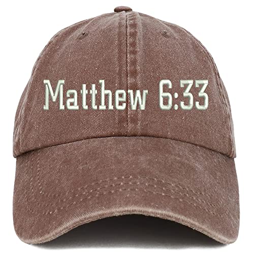 Trendy Apparel Shop Matthew 6:33 Washed Pigment Dyed Baseball Cap