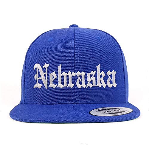 Trendy Apparel Shop Nebraska State Old English Embroidered Flatbill Snapback