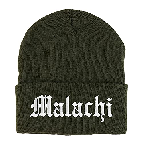 Trendy Apparel Shop Malachi Old English Embroidered Long Cuff Beanie