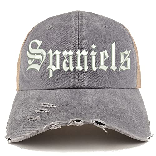Trendy Apparel Shop Old English Spaniels Frayed Bill Trucker Mesh Back Cap