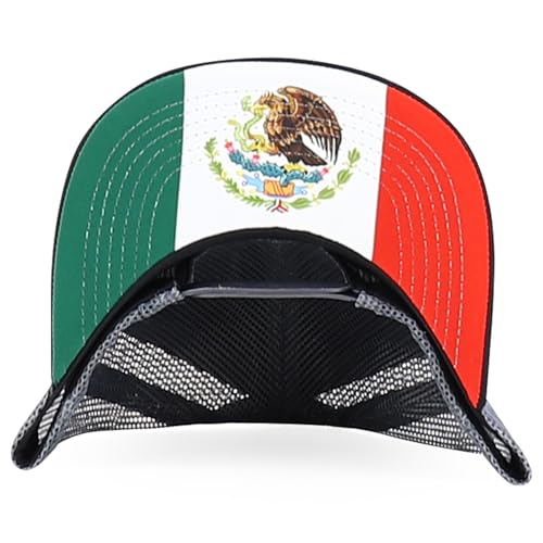 Trendy Apparel Shop 5 Panel Structured Trucker Cap with Mexico Flag Design Undervisor