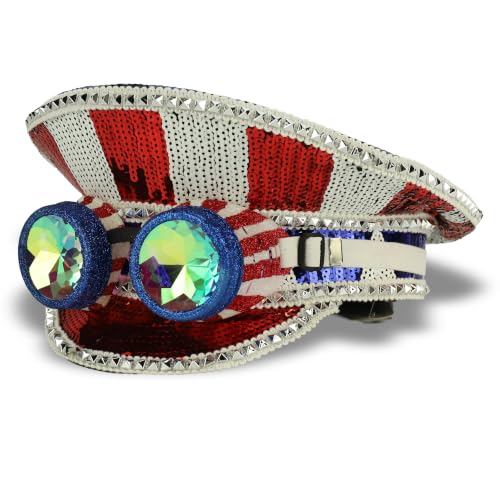 Trendy Apparel Shop Festival Party Sparkly Sequin Rhinestone Captain Hat