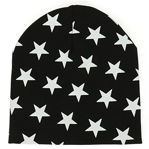 Trendy Apparel Shop Star All Over Printed Infant Size Cotton Short Beanie and Scarf Set