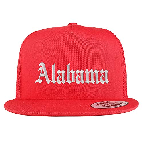 Trendy Apparel Shop Alabama State Old English 5 Panel Flatbill Trucker Mesh Cap