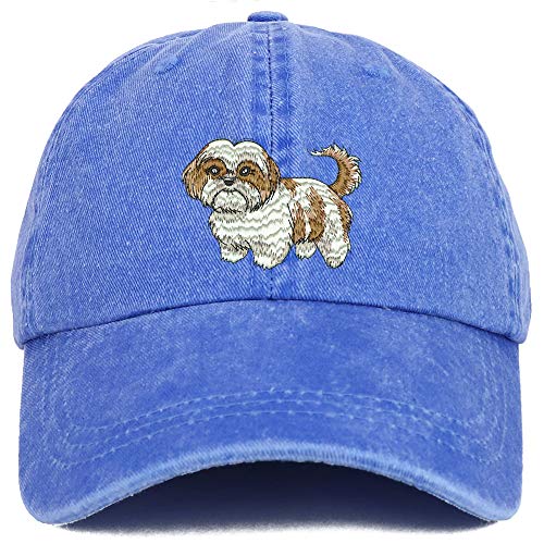 Trendy Apparel Shop Shih Tzu Embroidered Washed Low Profile Cap