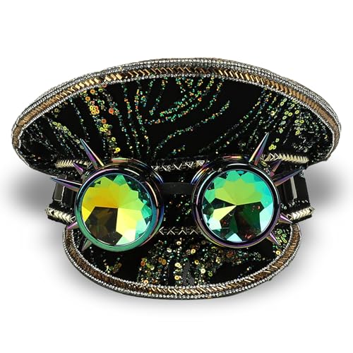 Trendy Apparel Shop Festival Party Sparkly Sequin Rhinestone Captain Hat