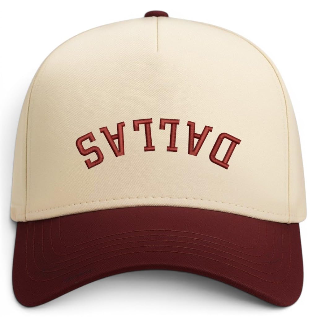 Trendy Apparel Shop Dallas Upside Down Embroidered 5 Panel Two Tone Vintage Ball Cap