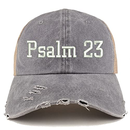 Trendy Apparel Shop Psalm 23 Frayed Bill Trucker Mesh Back Cap