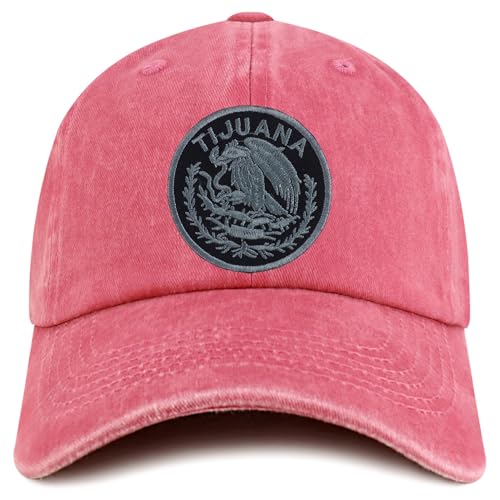 Trendy Apparel Shop Tijuana Mexico Charcoal Embroidered Patch Pigment Dyed Washed Baseball Cap