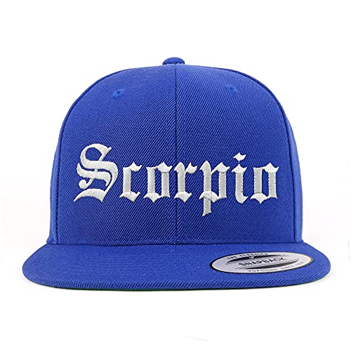 Trendy Apparel Shop Scorpio Old English Embroidered Flatbill Snapback
