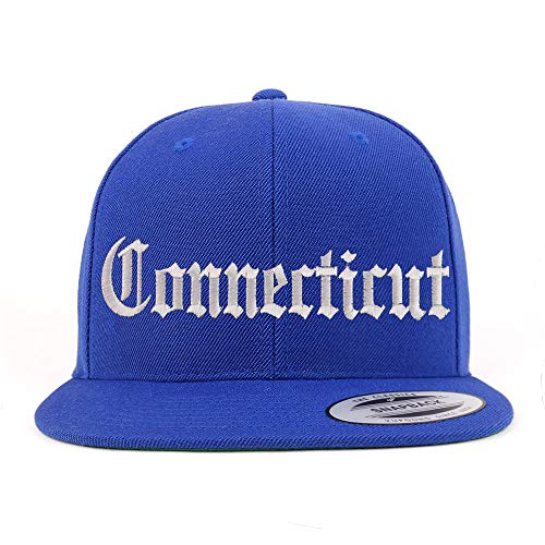Trendy Apparel Shop Connectiut State Old English Embroidered Flatbill Snapback