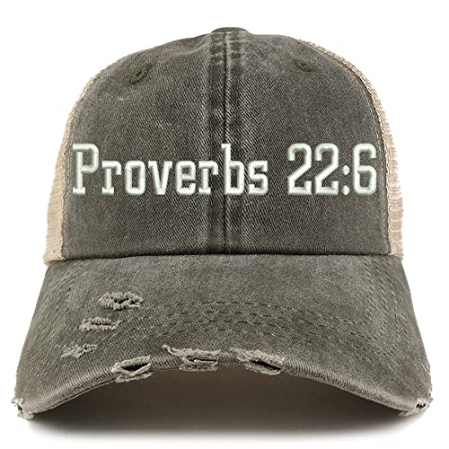 Trendy Apparel Shop Proverbs 22: 6 Frayed Bill Trucker Mesh Back Cap