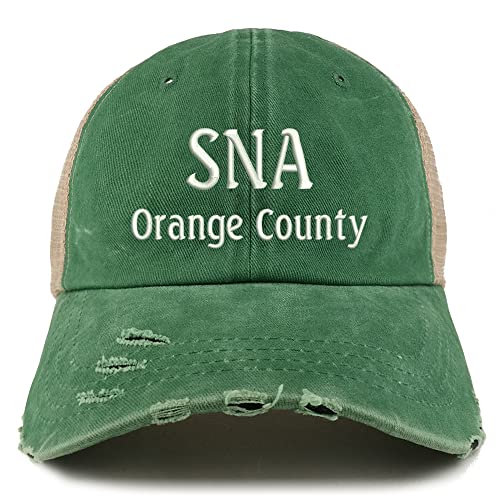 Trendy Apparel Shop SNA Orange County Embroidered Frayed Bill Trucker Mesh Back Cap