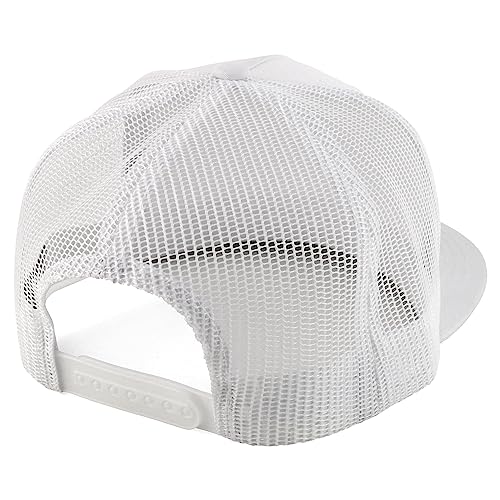 Trendy Apparel Shop Structured High Crown 5 Panel Round Flat Bill Trucker Cap