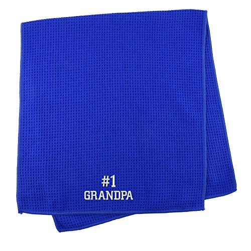 Trendy Apparel Shop Number #1 Grandpa Embroidered Microfiber Waffle Textured Fitness Towel