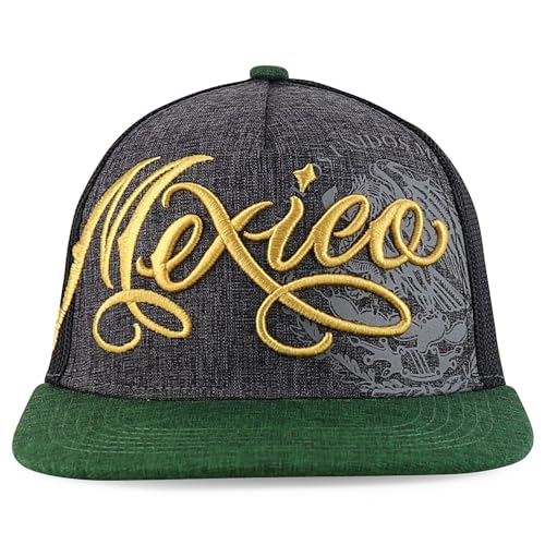 Trendy Apparel Shop Mexico Eagle Embroidered Flatbill Snapback Cap