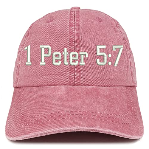 Trendy Apparel Shop 1 Peter 5:7 Washed Pigment Dyed Baseball Cap