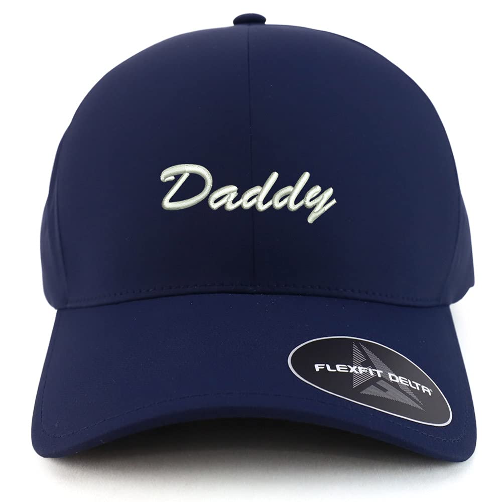Trendy Apparel Shop Oversized XXL Daddy Script Font Embroiderd Athletic Fitted Baseball Cap