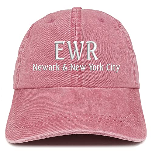 Trendy Apparel Shop EWR Newark and New York City Embroidered Pigment Dyed Washed Baseball Cap