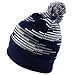 Trendy Apparel Shop Made in USA Staggered Bar Pattern Pom Pom Long Cuff Beanie