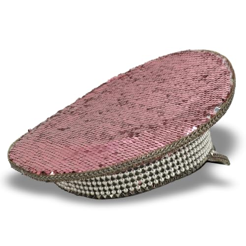 Trendy Apparel Shop Festival Party Sparkly Sequin Rhinestone Captain Hat
