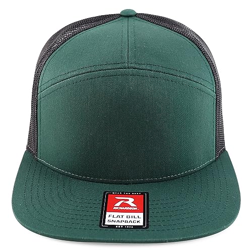 Trendy Apparel Shop Structured High Profile 7 Panel Flat Bill Mesh Back Snapback Cap