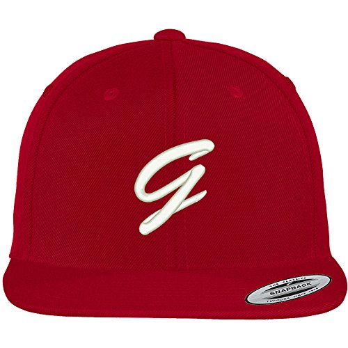 Trendy Apparel Shop Letter G Brushed Script Embroidered Flat Bill Snapback Baseball Cap