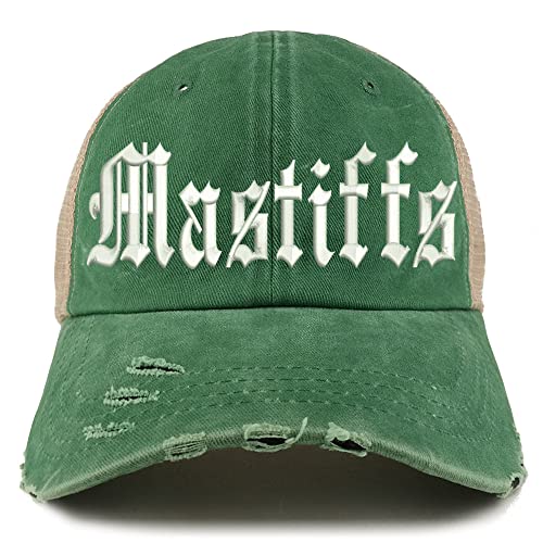 Trendy Apparel Shop Old English Mastiffs Frayed Bill Trucker Mesh Back Cap