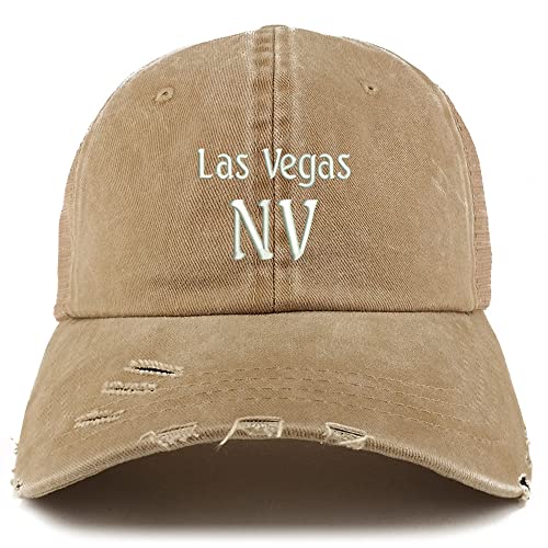 Trendy Apparel Shop Las Vegas NV Embroidered Frayed Bill Trucker Mesh Back Cap