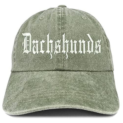 Trendy Apparel Shop Old English Dachshunds Washed Pigment Dyed Baseball Cap