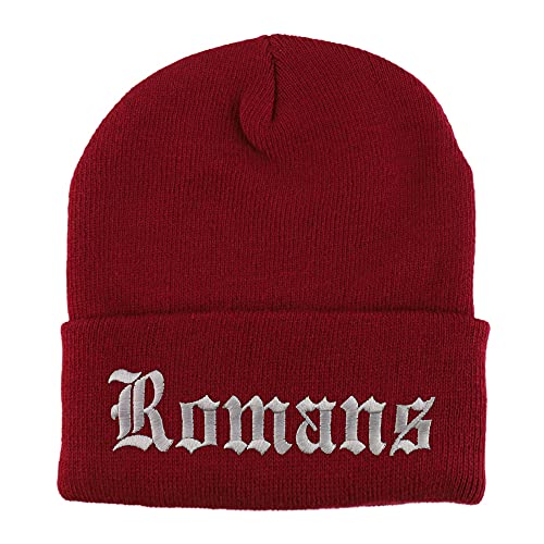 Trendy Apparel Shop Romans Old English Embroidered Long Cuff Beanie