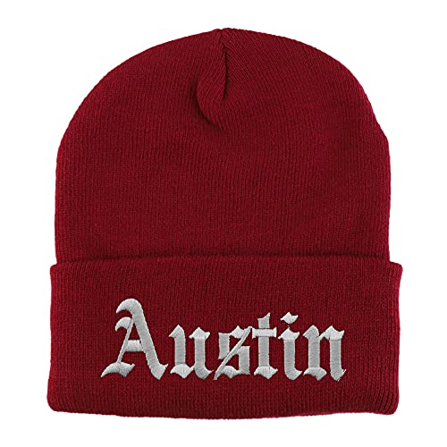 Trendy Apparel Shop Austin Old English Embroidered Long Cuff Beanie