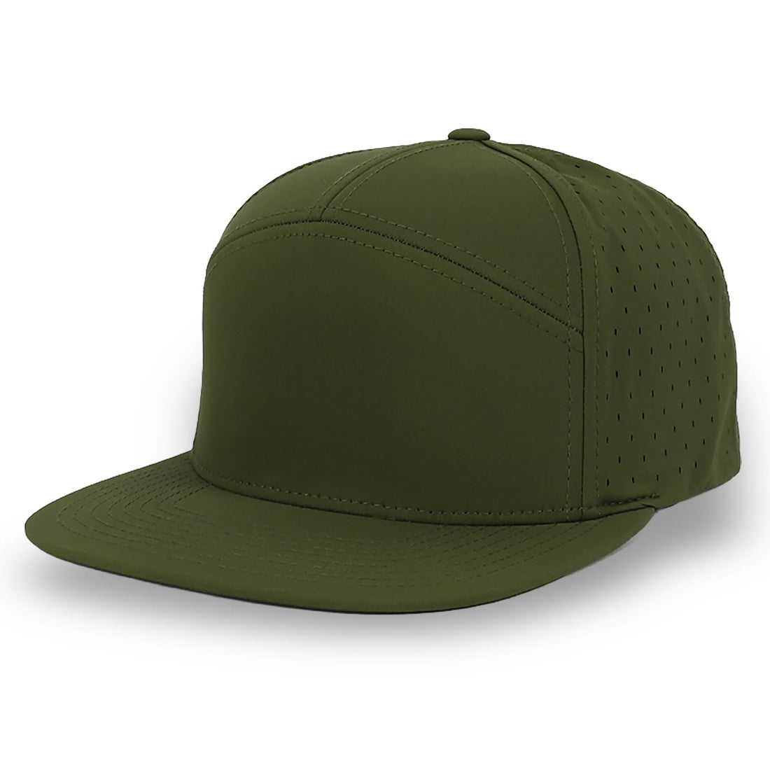 Trendy Apparel Shop Water Resistant UPF 50+ Performance 7 Panel Flatbill Snapback Cap